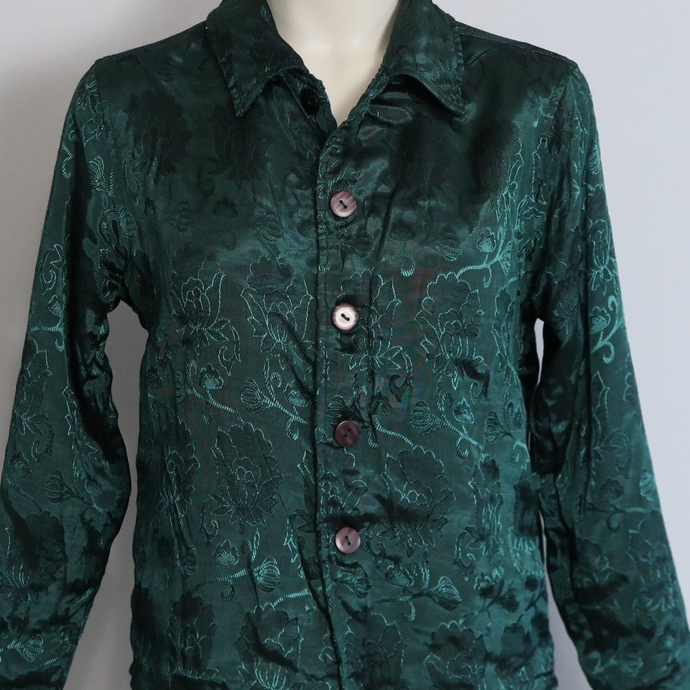 NWT Coldwater Creek Reversible Deep Teal Tonal Stripe Jacket Size PS - Picture 2 of 7